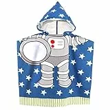 APIKA Telo Mare Bambini con Cappuccio Asciugamano da Bagno in Microfibra Nuoto per Bambini Accappatoio con Cappuccio Asciugamano per Poncho Carino(Astronauta)