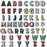 LEMESO 52 Pezzi Toppe Termoadesive di Lettere, Patch Decorative Applicabili con Ferro da Stiro, per Tessuti, Vestiti, Giacche, Jeans, Zaini Bambini Etichetta Nome Scuola