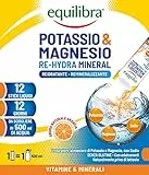 Equilibra Integratori Alimentari, Potassio e Magnesio Re-Hydra Mineral, Con Magnesio, Potassio e Sodio per la Reidratazione, Gusto Arancia, Senza Glutine, Senza Lattosio, Senza Zucchero, 12 Stick