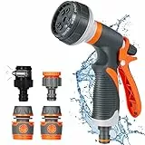 Pistola da Giardino, Pistola Acqua Giardino, Pistola Irrigazione Giardino, Pistola a Spruzzo con 8 Modalità Regolabili per Doccia Giardino, Lavaggio auto, Pulizia Marciapiede e Pet Balneazione