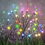 ZWOOS Luci Solari da Esterno Giardino, 4 Pezzi 10 Led Firefly Light Solari, Ip65 Impermeabile RGB Luci Giardino Energia Solare per Esterni, Giardini, Sentieri, Cortili, Prato Decoratio, Multicolore