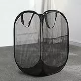 Delamiya Cesto portabiancheria pieghevole a rete, pieghevole pop-up, pieghevole Laundry Baskets in tessuto pieghevole con rete, dormitorio, viaggi