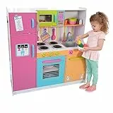 KidKraft Cucina Giocattolo in Legno Deluxe Big and Bright per Bambini con Accessori per Pentole e Telefono Giocattolo, Giochi per Bambini 3+ anni, 53100