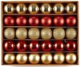 HEITMANN DECO Krebs & Sohn Set di 30 Palline di Natale in Vetro - Albero di Natale Deco Appeso - Palle di Natale - Rosso Oro
