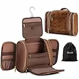 Elviros Borsa da Toilette grande da Viaggio Beauty case Borsa in pelle resistente all'acqua Organizer per Articoli da Toeletta con Borsa Asciutta Bagnata Gratuita
