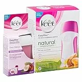 Kit Depilazione Veet Easywax con Scaldacera Elettrico Roll-On + 2 Ricariche Natural Inspiration e Easy Gelwax da 50ml + 24 Striscie in Tnt + 8 Salviette Post-epilazione
