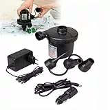 DQMEN Pompa di Elettrica, DC12V/AC230V-2 Spina Elettrica Pompe/Car della Pompa Elettrica del Gonfiatore Pompa con 3 Ugelli per Materasso Gonfiabile/Campeggio/Barca/Anello di Nuotata
