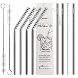 int!rend - Set di 10 cannucce in acciaio inox di alta qualità, ecologiche, in metallo di alta qualità, riutilizzabili, per cocktail, frullati, succhi e smoothie
