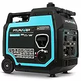 PTLPUWER Generatore di corrente da 3500 W, a benzina, portatile, silenzioso, generatore di corrente a 4 tempi, con USB e prese da 230 V, per attività all'aperto, campeggio, viaggi, garage, roulotte