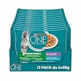 PURINA ONE Indoor Filettini in Salsa Cibo per Gatti Vitello e Tonno, 48 buste da 85g