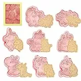 FANNAS Formine Biscotti di Unicorno, 8 Pezzi 3D Stampi per Biscotti in Plastica, Cookie Cutters Unicorn, Taglia Biscotti, Formine Biscotti Bambini, per Decorare Biscotto, Dolci, Pasticceria, Fondente