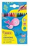 JOVI - Pastelli Grandi Easy Grip, Confezione da 12 pastelli esagonali in plastica, Colori Assortiti, Alte Prestazioni, Ideale per i Bambini, Senza glutine (912)