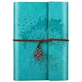 OMEYA Diario in Pelle Vintage, Taccuino Diario Di Viaggio, Diario Segreto, Diario per Scrivere Pensier, Idee Regalo Amica Regalo Donna, A5 23,4 x 16,5 cm (blu)