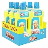 Mastro Lindo Detersivo Pavimenti, Liquido Multiuso, 6 Confezioni (6 x 950 ml), Limone, Maxi Formato, Pulito Brillante con Poco Sforzo, Efficace Multisuperficie