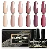 Shining She Smalti Semipermanenti Unghie Nude,6 Colori Rosa Nude Beige Marrone Rosso, Soak-Off UV, per Nail Art Femminile DIY, 8ML