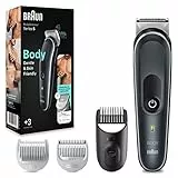 Braun Serie 5 Rasoio Elettrico Corpo Uomo, Per Petto, Ascelle, Inguine E Zone Sensibili, Con Pettini Da 3 mm A 11 mm, Tecnologia SkinShield, 100 Min Autonomia Senza Fili, BG5340