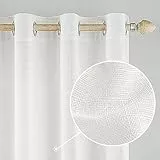 MIULEE Lino Tende Finestre con Occhielli decorazioni natalizie Tenda a Pannello Traslucido Tende Moderne a Vela Trasparente per Porte Balcone 2 Pezzo Set Bianco 140x225 cm