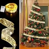 Luci di Natale a nastro, 5m 50 LED Nastro Lucido Luci di Fata, Arco Luci dell'Albero di Natale, Striscia di Luce dell'Albero di Natale per la Decorazione dell'Albero di Natale all'interno all'aperto