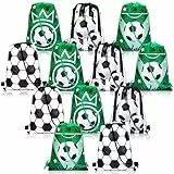 Qpout 12pcs Borse per Feste di Calcio Borse con coulisse per Feste di Calcio, Zaino da calcio con coulisse da 13,8 x 10,4 pollici, borse da regalo per feste di compleanno di calcio per bambini
