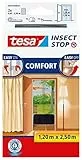 tesa Insect Stop Hook & Loop Comfort Zanzariera per Porte, Senza forature, Rimovibile senza lasciar tracce e lavabile, Antracite, 2 reti da 65 cm x 250 cm