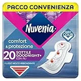 Nuvenia - Assorbente Sottile Notte con Ali - Superficie Morbida e Controllo Odori - Confezione da 20 Assorbenti