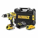 DEWALT DCD795D2-QW Trapano Avvitatore a Percussione, 2.0 Ah, Motore Brushless, con Doppia Batteria in Valigetta, 18 V, Giallo, 2 Velocità