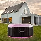 Arebos Vasca idromassaggio con illuminazione a LED | Gonfiabile | Indoor & Outdoor | 154x154 cm | 4 persone | 110 getti di massaggio | con riscaldamento | 600 litri | Incl. copertura