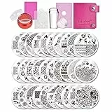 Biutee Stencil per nail art, 30 timbri per unghie, stencil per stamping, timbri per nail art, piastra per nail art con 1 timbro e 2 raschietti