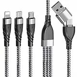 Unillous USB A/C Multi Cavo di Ricarica, 5 in 1 Multiplo Cavetto Micro USB Tipo C Nylon Intrecciato Cavo di Ricarica USB per Phone 13 12 11 XR X 8 7 6 Samsung Galaxy Huawei Xiaomi Kindle LG-1.2M