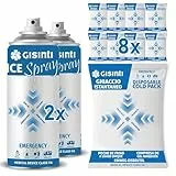 Gisinti Kit Ghiaccio Istantaneo + Ghiaccio Spray Ideale per Borse Mediche Sportive Calcio Basket Tennis Futsal Conf. 8 Ghiacci Istantanei + 2 Ghiacci Spray