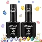 Coscelia Kit Base e Top Coat Semipermanente 10ml, Base Coat e Top Coat Gel Unghie Soak Off Kit Nail Art
