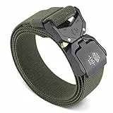 DORRISO Uomo Cintura Tattica Cintura Regolabile Tattica di Sicurezza Cintura per Sport e Caccia Viaggio Casuale All’aria Aperta Cintura Militare Nylon Verde A
