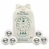 Pallina Gomitoli Di Lana Dryer & Asciugatrice Lavatrice (7 cm Diametro) Palle Di Asciugatrice, Naturale e Riutilizzabile ,Funzione Ammorbidente ,Handmade Da Echoss,6 Pallina