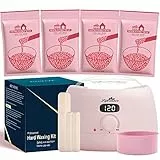 Kit Cera Brasiliana, Lifestance Scaldacera Professionale con 400g Perle di Cera Dura, Una pentola di silicone, 30 Spatole Riscaldatore Ceretta e Dopo e Display Digitale LCD
