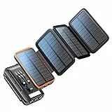 Power Bank Solare 20000mAh, Caricabatterie Solare con 4 Pannello Solare, 6W Luce, Powerbank con 3 Cavi QC4.0 22.5W USB C 20W Ricarica Rapida, Caricatore Portatile per iPhone Samsung Cellulare Tablets