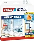 Tesa Moll Thermo Cover Window Pellicola Isolante per Finestre - Isolante Termico Trasparente per le Finestre - Include Nastro Biadesivo per Una Facile Installazione - 1.7 m x 1.5 m