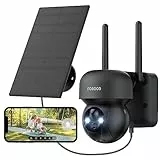 FOAOOD 2K Telecamera WiFi Esterno senza fili, 360°PTZ Telecamera Esterno Batteria/Solare, Visione Notturna Colori, Rilevamento Umano PIR, Audio a 2 Vie, IP66