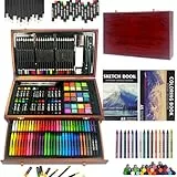 Set per disegno, KINSPORY 146 pezzi pittura valigetta per bambini, kit disegno acquarellabili bambini (Marrone)