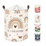 Clastyle 45L Cesta Indumenti Sporchi Farfalla Arcobaleno Fiori Foglie Cuore Cestino Portaoggetti Rosa Giocattoli Tondo Pieghevole per Camera da Letto, 36x45 cm