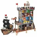 KidKraft Set da Gioco Pirate's Cove in Legno per Bambini con Nave Pirata e Figurine, Set con Tesoro Illuminato e Cannoni con Suono e Luce, Giocattolo per Bambini 3+ Anni, 63284