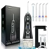 TEBIKIN Irrigatore orale portatile senza fili, serbatoio dell'acqua da 300 ml per la pulizia profonda della cura orale, adatto per viaggi a casa