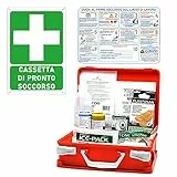 Gisinti Kit Cassetta Pronto Soccorso All.2 per Aziende Sotto 3 Lavoratori Gruppo C + Cartello PVC 30x20 Cassetta Colore Arancio
