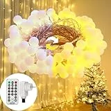 Qedertek Catena Luminosa 15M 120 LED Bulbo, Luci Albero di Natale, 8 Modalita, Telecomando, Timer, Luci Natalizie da Esterno ed Interno per Party, Giardino, Matrimonio, Terrazza(Bianco Caldo & Bianco)