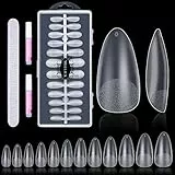 MELLIEX 240 Pezzi Unghie Finte in Gel, 12 Misure Falsi Unghie Fullcover Unghie Finte Capsule Tip Unghie con Colla Lima per Unghie per Saloni e Uso Domestico - Gocce D'acqua
