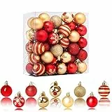Decorazioni per albero di Natale palline di Natale 50 palline rosse e dorate da 4 cm per albero di Natale decorazioni da appendere per feste di matrimonio, Natale, feste, vacanze, decorazioni per la