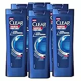 6x Clear Men Cura Quotidiana Shampoo Antiforfora Con Amminoacidi Protegge i Capelli - 6 Flaconi da 225ml