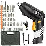 Avvitatore a batteria, avvitatore elettrico da 12 V,cacciavite a batteria da 3,6 Nm,2 angoli regolabili, 47 accessori,luce a LED,per progetti domestici, fai da te, metallo