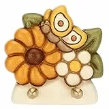 THUN - Porta Strofinacci con 2 ganci e fiore di calendula in ceramica Florianne