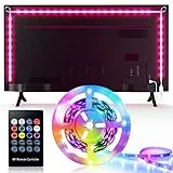 Enteenly Striscia LED TV 2M (4 x 50 cm), Retroilluminazione LED TV USB 4 Modalità Musicali, 8 Colori che Cambiano, Striscia LED RGB per TV da 40-60 pollici con Telecomando