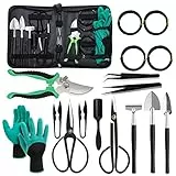 Set di Attrezzi da Giardino Kit Bonsai, 18 Pezzi con Borsa, Giardinaggio Forbici, Set Principianti, Regalo per Uomo Donna